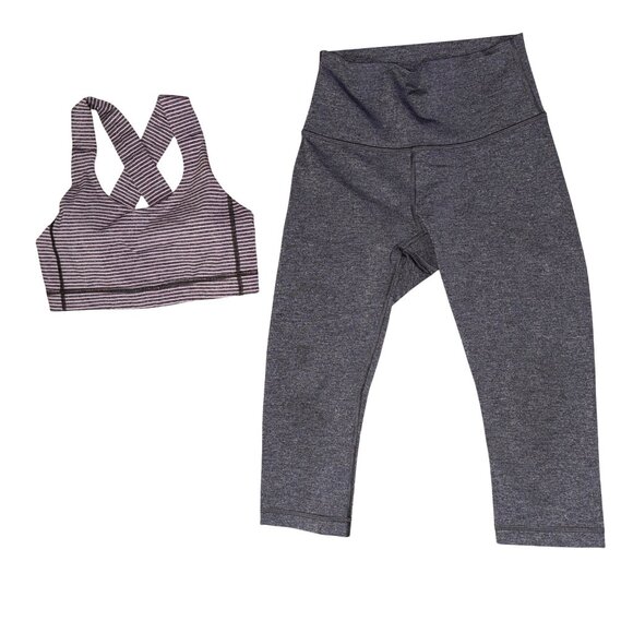 Lot of 2 Lululemon All Sport Bra 6 Wunder Under Hi-Rise 1/2 Tight Leggings 4 - Picture 1 of 15